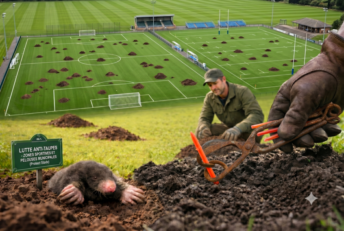 Taupes sur les terrains de sport : comment protéger un stade de football, un terrain de rugby ou une pelouse municipale ?