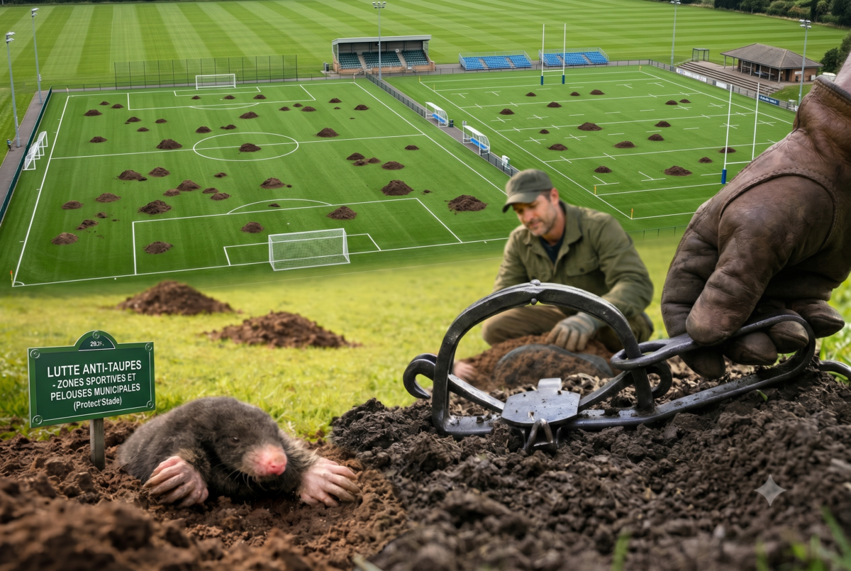 Taupes sur les terrains de sport : comment protéger un stade de football, un terrain de rugby ou une pelouse municipale ?