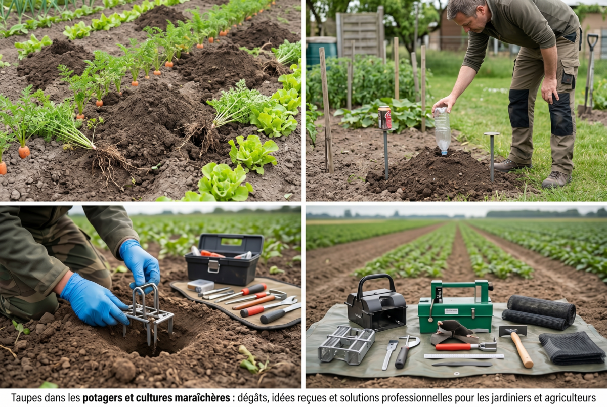 Taupes dans les potagers et cultures maraîchères : dégâts, idées reçues et solutions professionnelles pour les jardiniers et agriculteurs